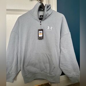 NWT Under Armour Women’s Gray Heavyweight Terry Oversized Quarter-Zip Sweatshirt